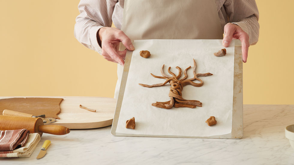 How to make a Halloween gingerbread house: prepare tree for baking
