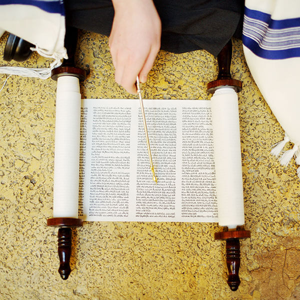 A Torah scroll.