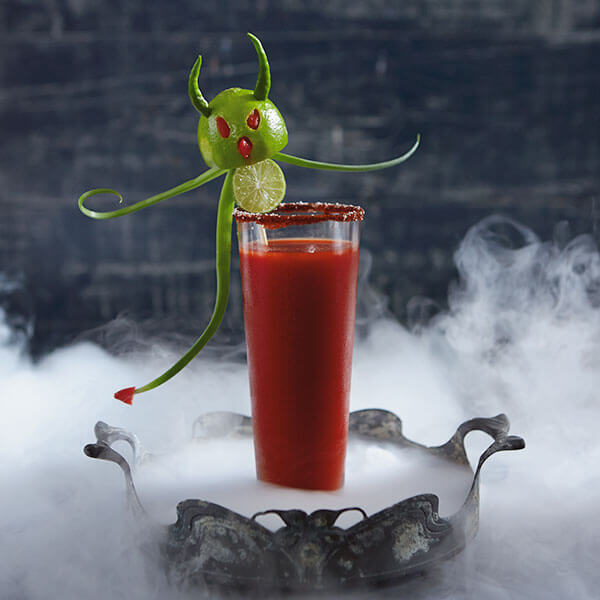 Creepy Halloween Cocktails & Garnish Ideas: Deviled Mary