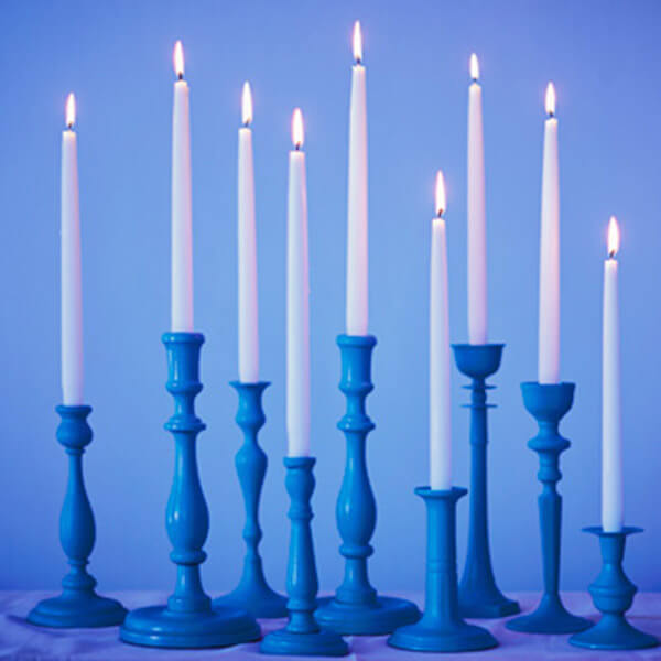 Blue Hanukkah menorah.