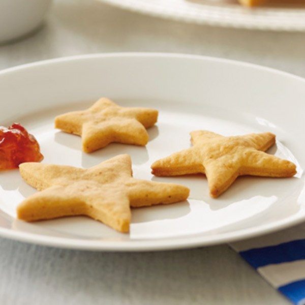 Puffy cheese crackers in the shape of a star.