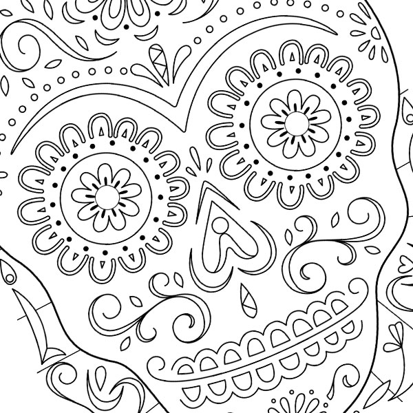 Day of the Dead Sugar Skulls Coloring Page