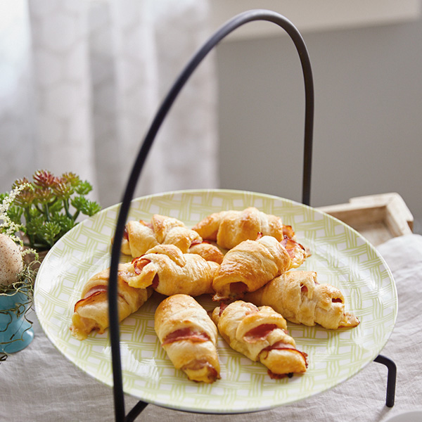 Ham and cheese crescent rolls with flaky puff pastry.