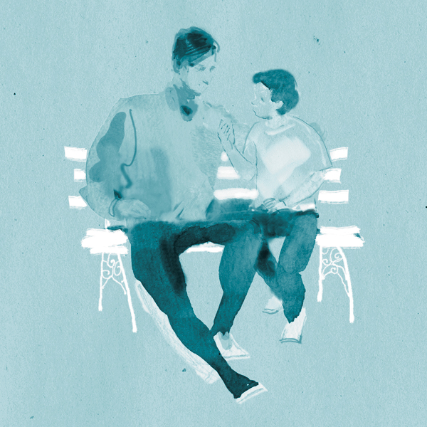 Father and son on a bench