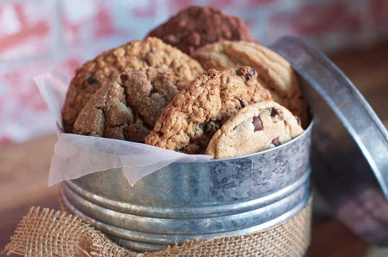 Family chocolate chip cookies in tin for Preserving Family Recipes