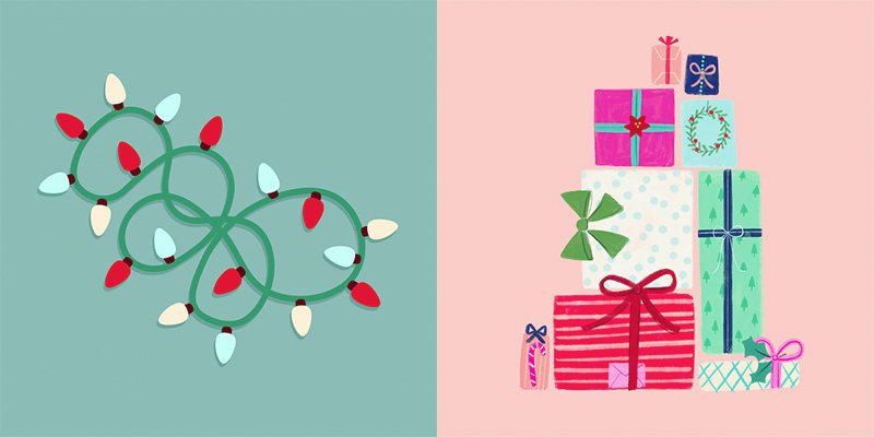 Christmas lights and Christmas presents