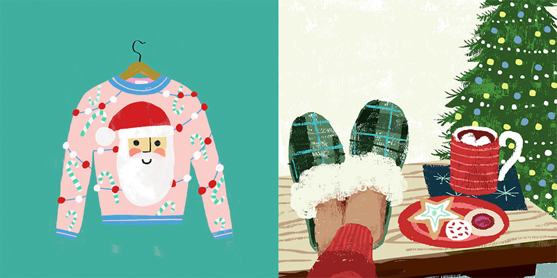 Christmas sweaters and relaxing in the festive environment