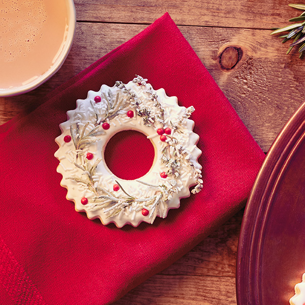 Sugar Cookie Christmas Wreaths with Lemon Icing and Sugared Herbs