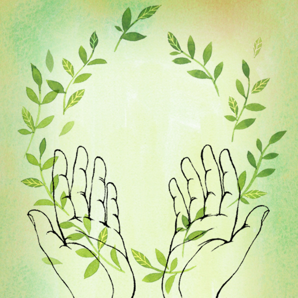 Hands with a wreath of leaves symbolizing Grief Support on Anniversaries, Birthdays and Special Occasions