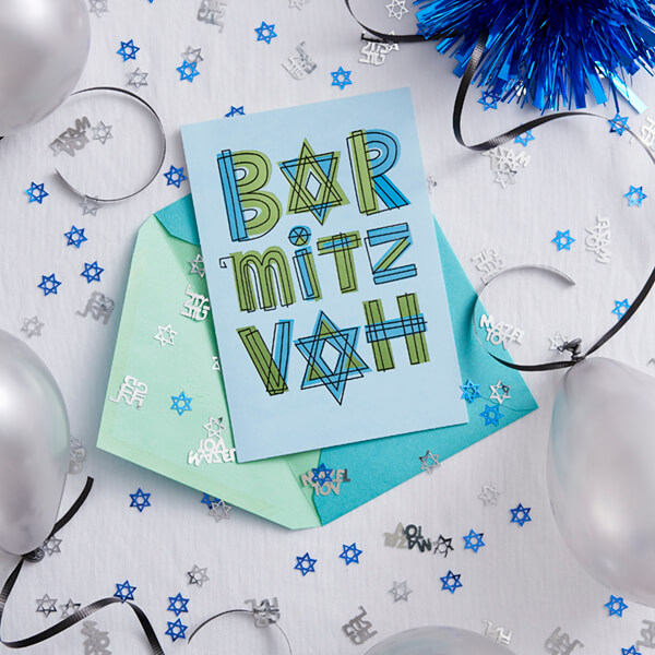 Bat mitzvah card on table