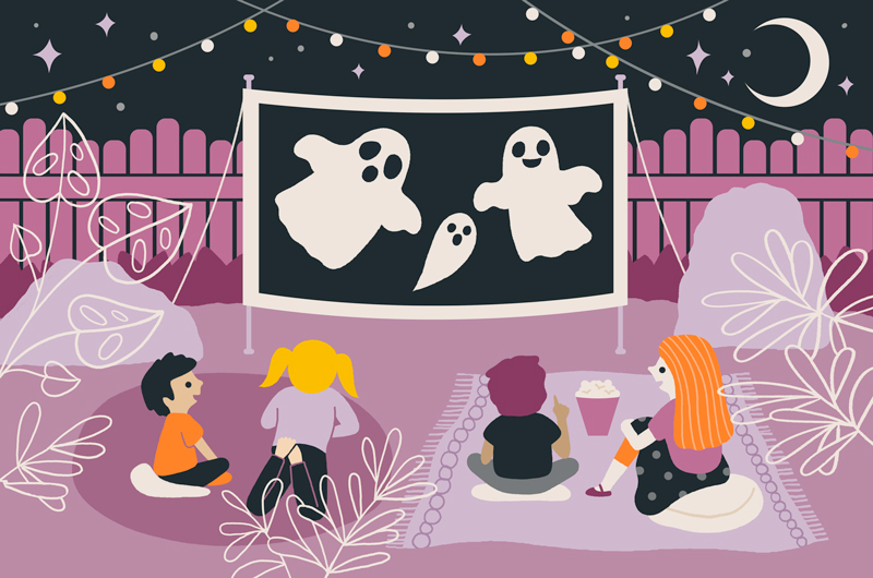 Family fun at home for Halloween with a movie night