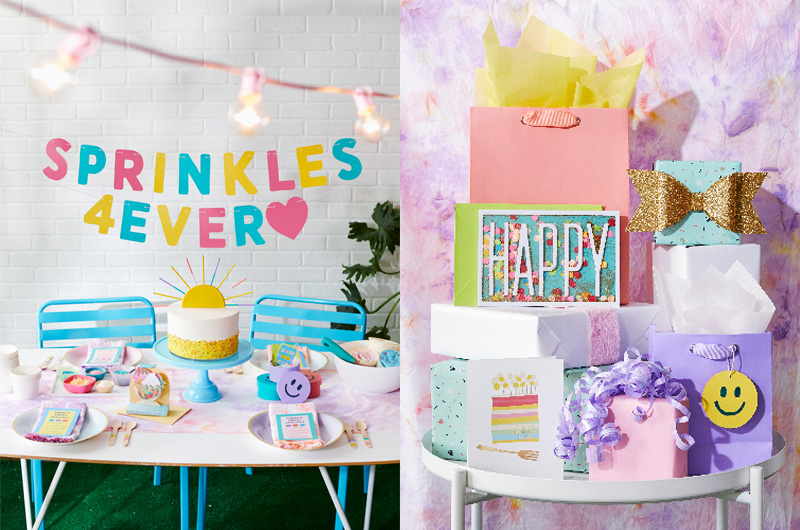 summer party gifts and gift table