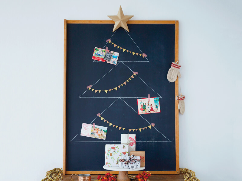 Chalkboard Christmas card holder.