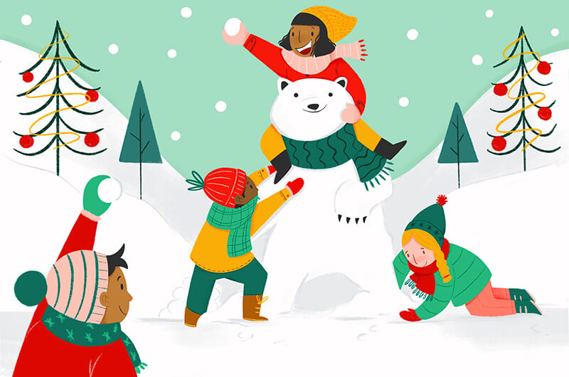 Kids playing in the snow