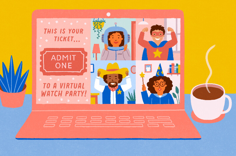 invite to virtual watch party on computer screen