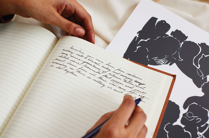 Writer's notebook with art