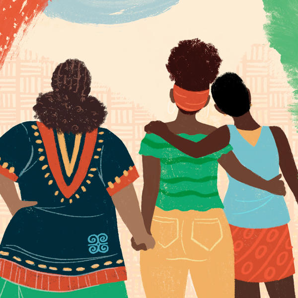 Three Black women supporting each other