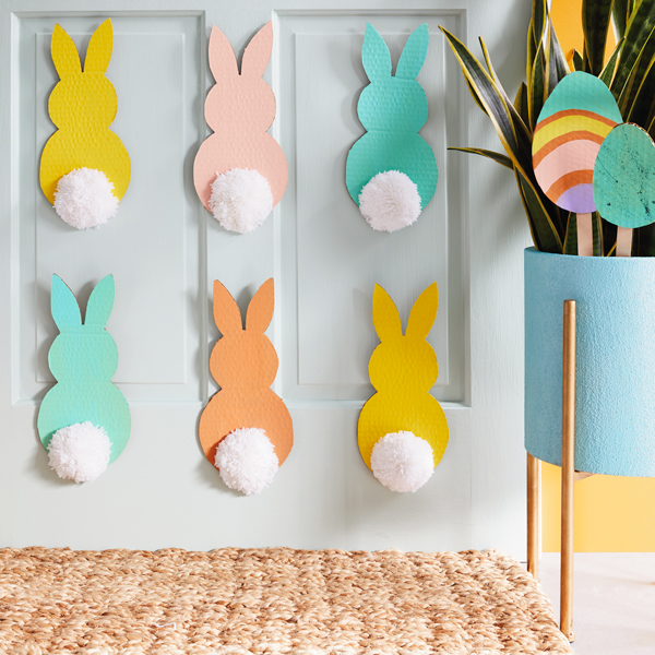 Easter bunny cutouts on a door