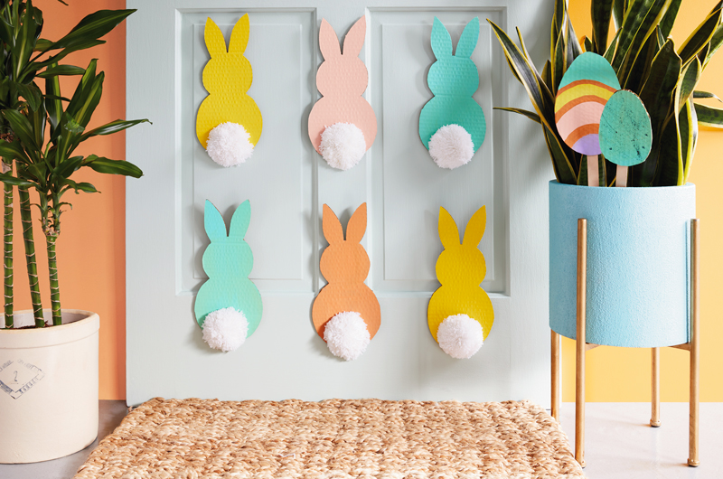 Easter decor in brightly lit room