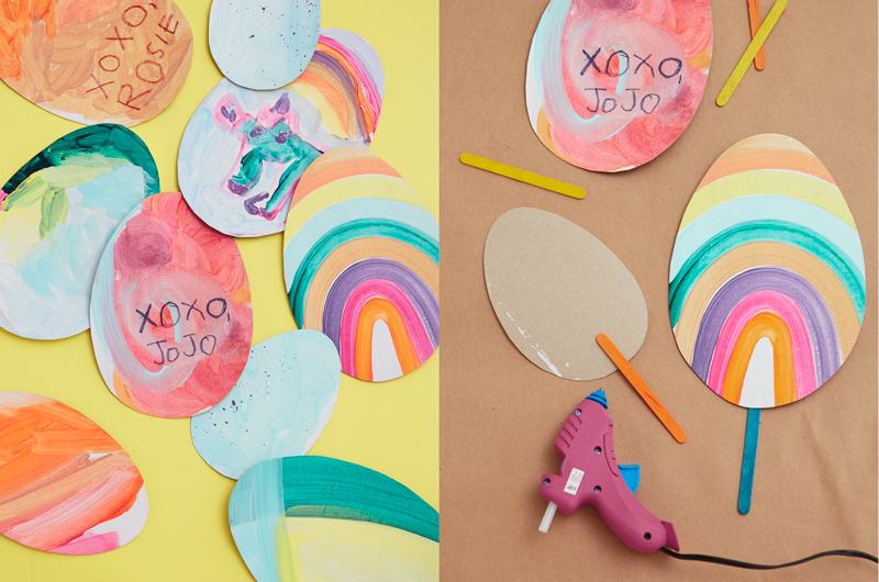 DIY cardboard Easter eggs for the yard