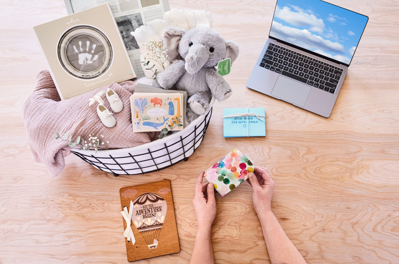 Baby shower gift basket