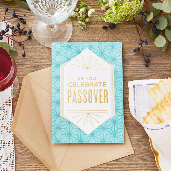 Passover card on a table.
