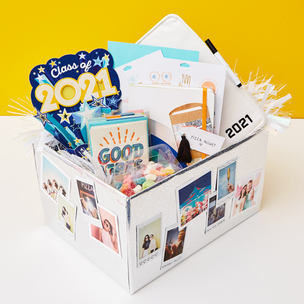 Graduation gifts and card in box
