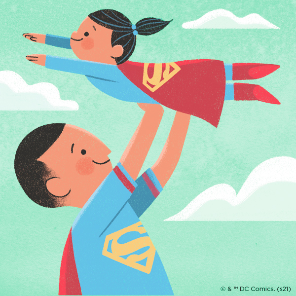 Superman dad with daughter