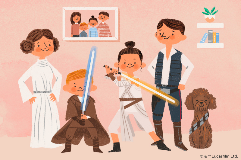 family dressed up as star wars characters