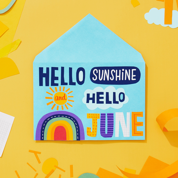 Hello Sunshine Hello June on an envelope