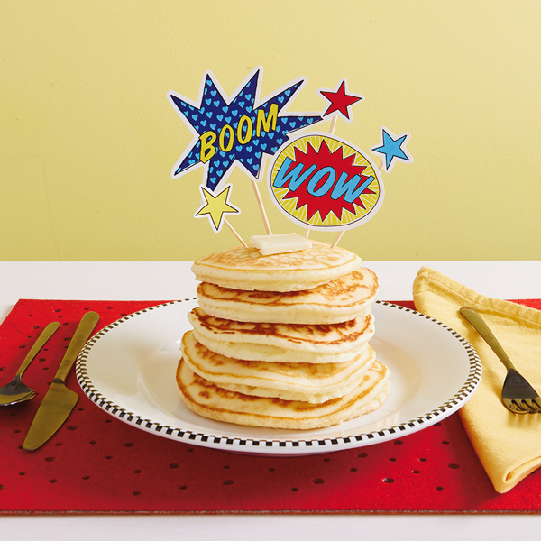 Father's Day breakfast decorations in pancakes with