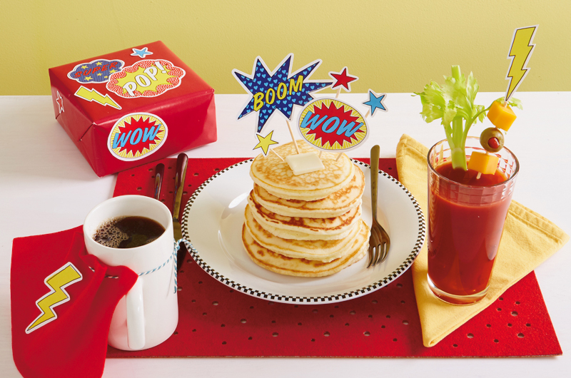Superhero breakfast for dad on Father's Day.