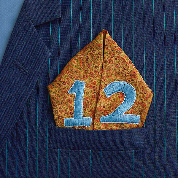 Number 12 with symbols for silk and linen [Anniversary Gifts by Year]