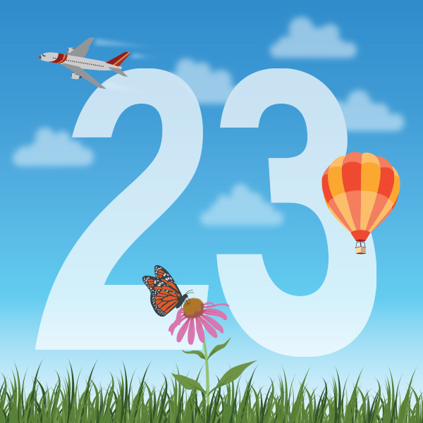 Number 23 with symbols for air [Anniversary Gifts by Year]