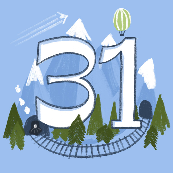 Number 31 with symbols for travel [Anniversary Gifts by Year]