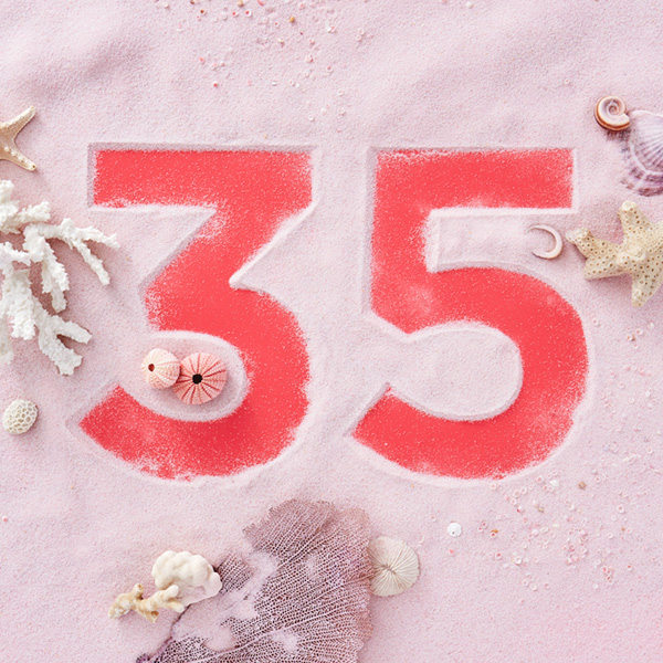 Number 35 with symbols for coral [Anniversary Gifts by Year]