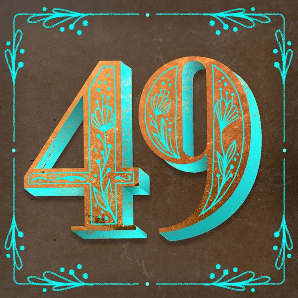 Number 49 with symbols for copper [Anniversary Gifts by Year]