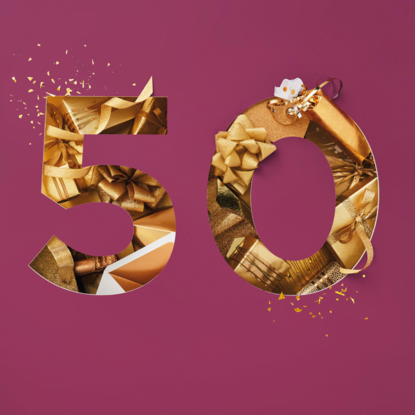Number 50 with symbols for gold [Anniversary Gifts by Year]