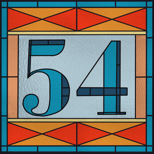 Number 54 with symbols for glass [Anniversary Gifts by Year]