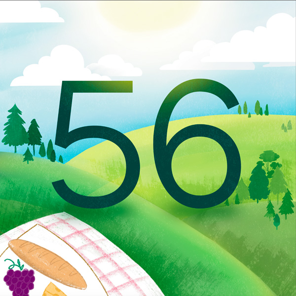 Number 56 with symbols for day [Anniversary Gifts by Year]