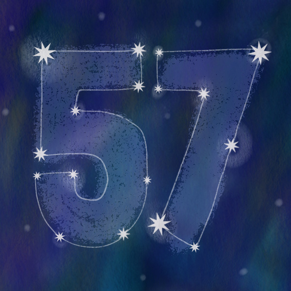 Number 57 with symbols for night [Anniversary Gifts by Year]