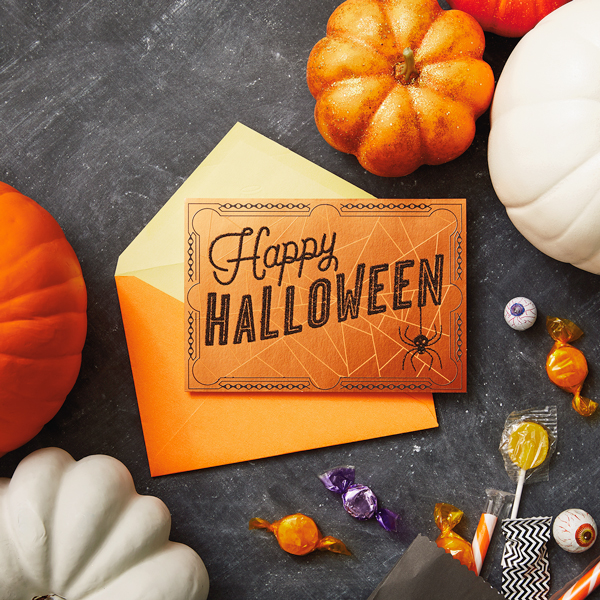 Happy Halloween card with pumpkins