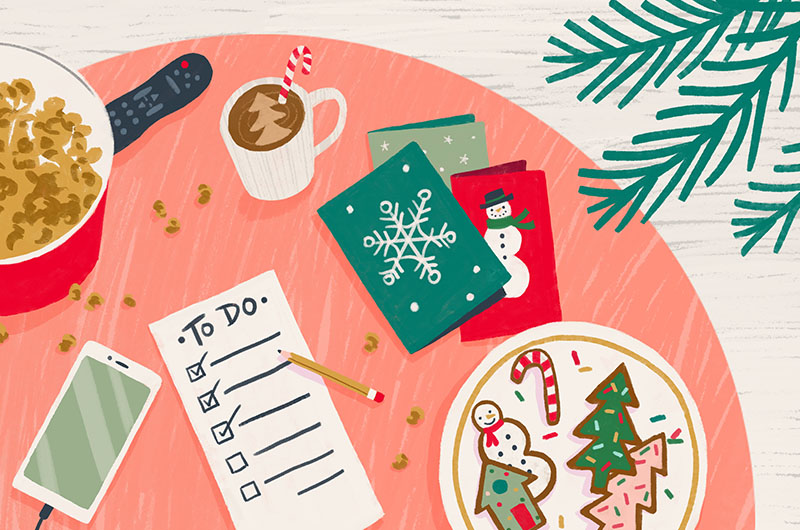 Holiday to-do's on a table