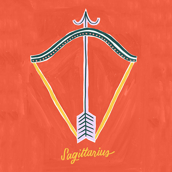 Illustration of a bow and arrow for the Zodiac sign Sagittarius