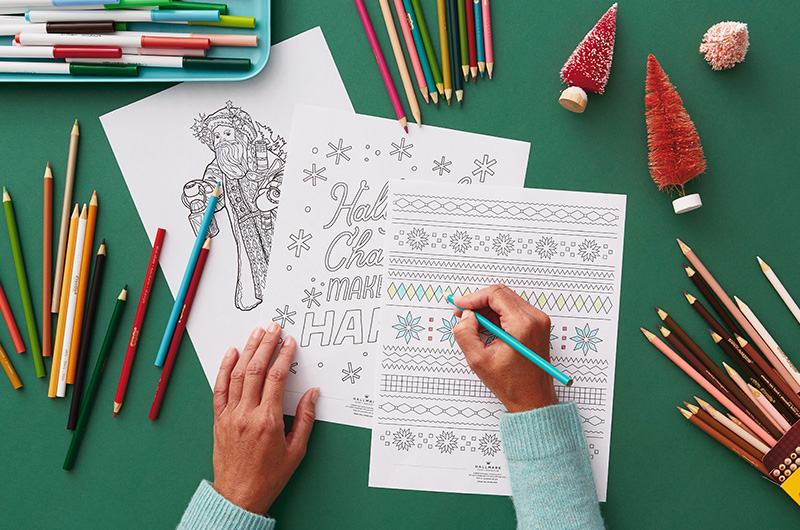Hands coloring Christmas coloring pages