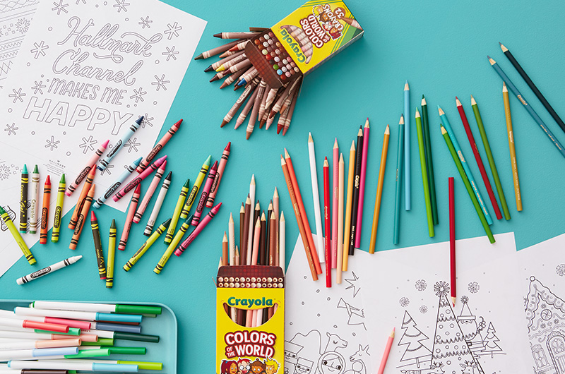 Christmas coloring pages with colored pencils