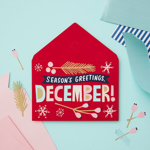 Envelope with cut-paper art that reads,