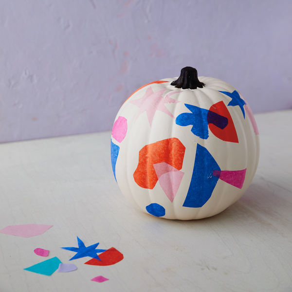 A finished tissue paper decoupage pumpkin.