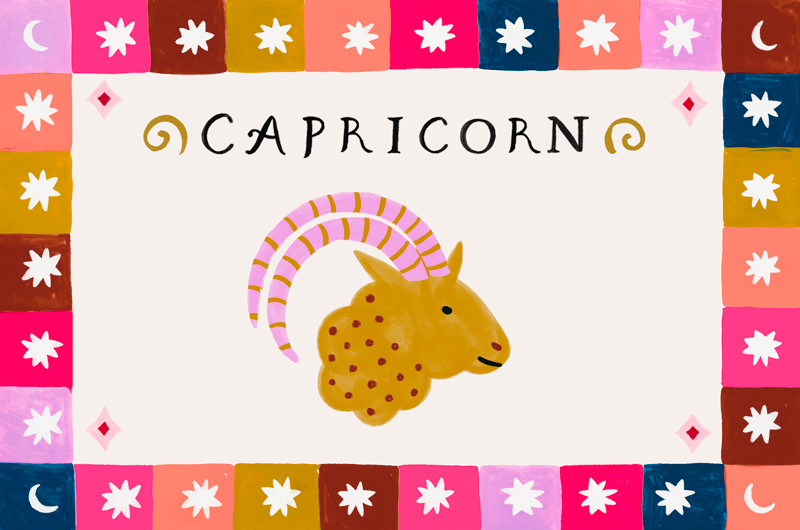 An illustration of a goat, representing the Capricorn zodiac sign.