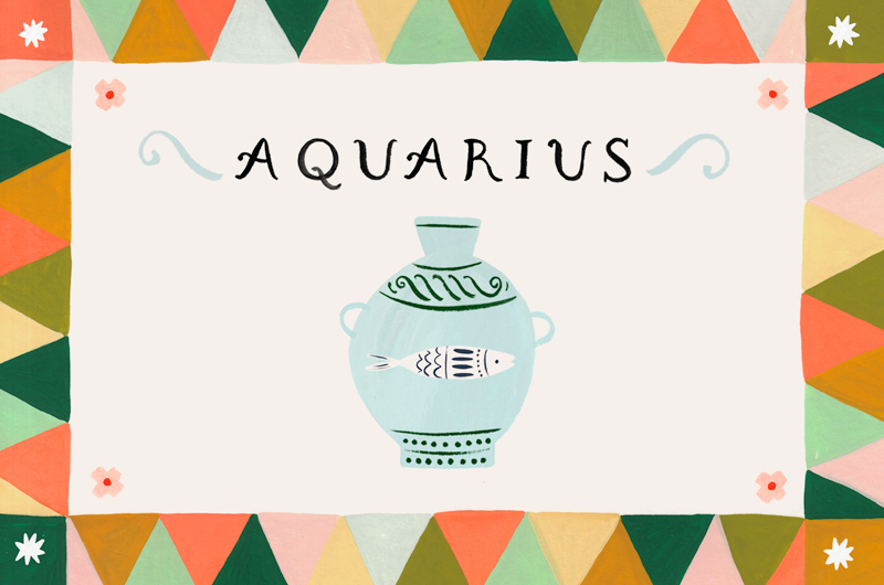 An illustration of a jar of water, representing the Aquarius zodiac sign.